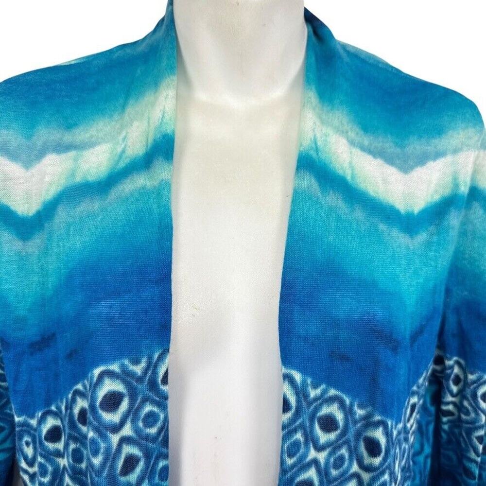 Chicos Womens Blue Longline Lightweight Open Cardigan Sweater Rayon Blend 0 / S - Picture 5 of 11